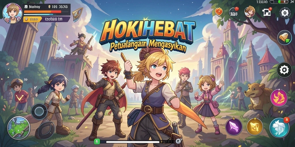 Tampilan gameplay seru dalam HOKIHEBAT dengan karakter Anime yang dinamis.
