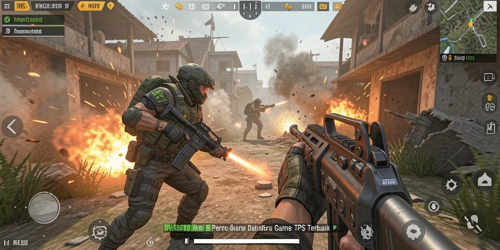 Gameplay seru dan mendebarkan dalam pertempuran TPS.
