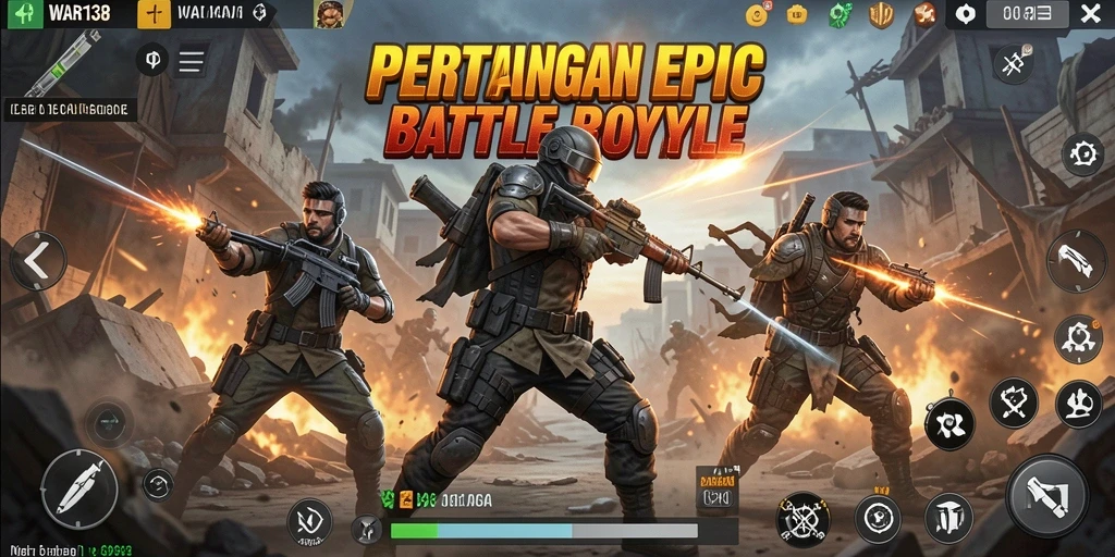 Tampilan menarik dari gameplay Battle Royale di WAR138